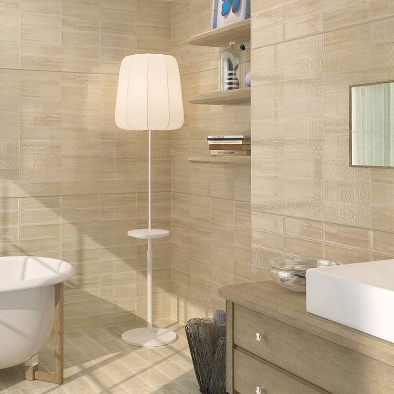 The Tile Life Jones 4x12 Crema Ceramic Relief Wall Tile