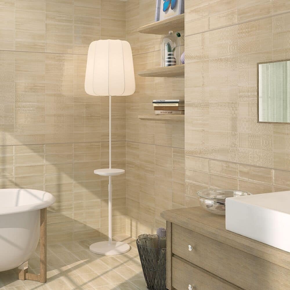 The Tile Life Jones 4x12 Crema Ceramic Relief Wall Tile