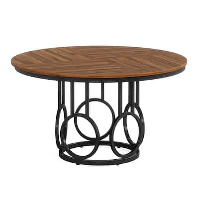 47" Round Dining Table for 4-6, Rustic Wood Kitchen Table