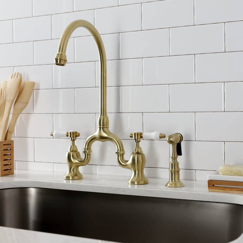 Kingston Brass KS779.BPLBS Bel-Air 1.8 GPM Bridge Kitchen Faucet