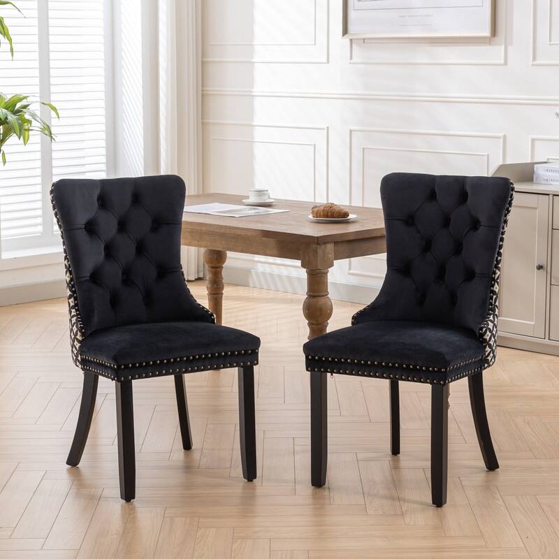 Modern Tufted Dining Chairs,Velvet Dining Chairs Set of 2,Upholstered Dining Room Chairs