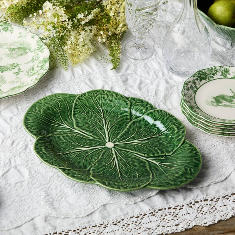 Certified International Le Jardin Cabbage 3-D Oval Platter 17" x 12.25" - 17"W x 12.25"D x 1.25"H