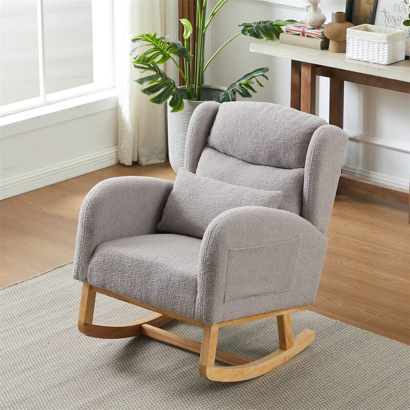 Modern Accent High Back Rocking Chair with 2 Side Pocket