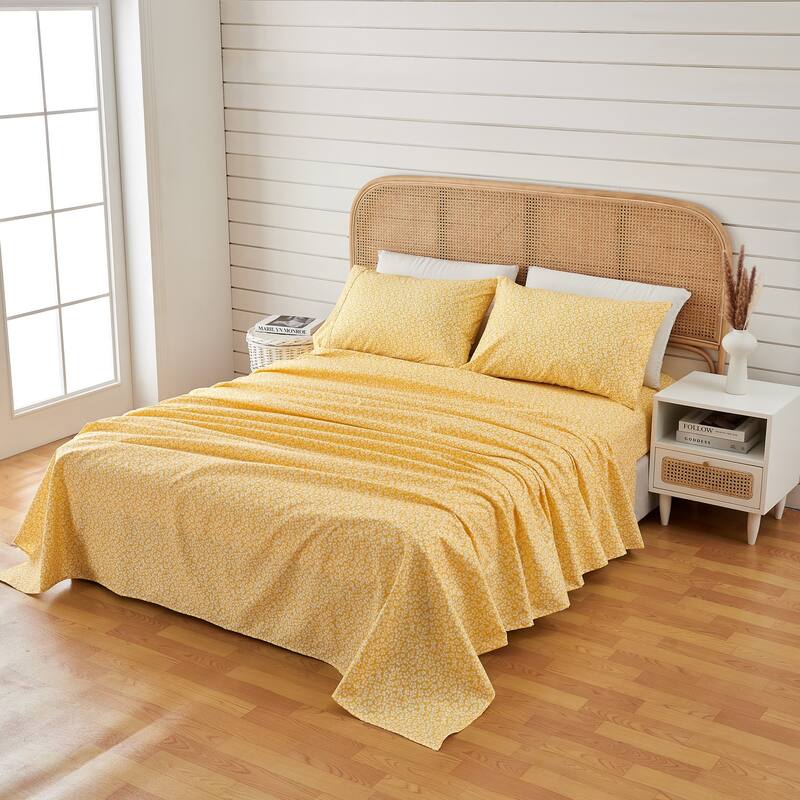 Linery & Co. Ultra-Soft Brushed Winter-Themed Microfiber Sheet Set - King - Fading Floral