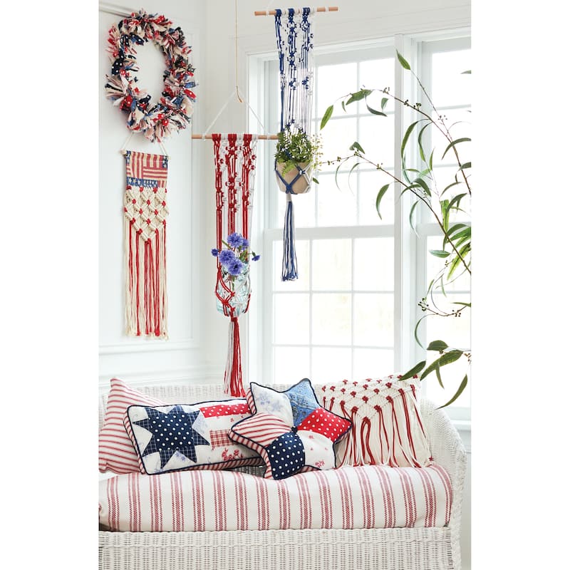 Quilted Star July Fourth 10" x 24" Throw Pillow