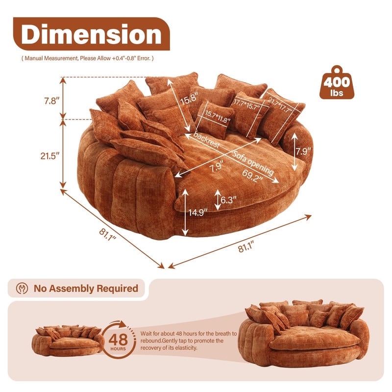 Rossetta Comfortable High Back Decorative Oversized Sofa Bed with Armrests