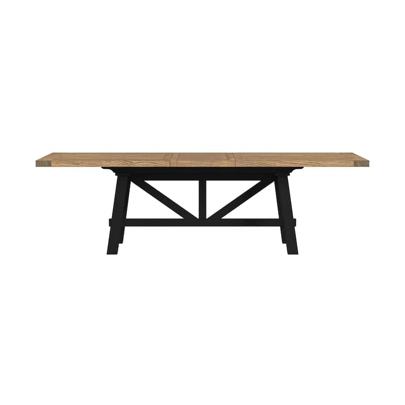 Hendricks 40x82-104" Trestle Base Table, Rustic Wheat and Raven