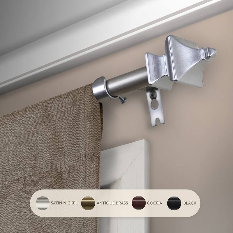 InStyleDesign Tierra Adjustable Curtain Rod - 28 to 48 inches - Satin Nickel