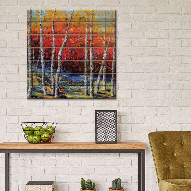 Neverending Birch II Print On Wood by Lisa Elley - Multi-Color