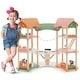 preview thumbnail 1 of 8, Hoenyjoy Kids Wooden Dollhouse Aged 3-8 Years Old with 32PCS Realistic - Pink+Green+Natural - See Details Pink+Green+Natural - Assembly Required - See Details - Kids