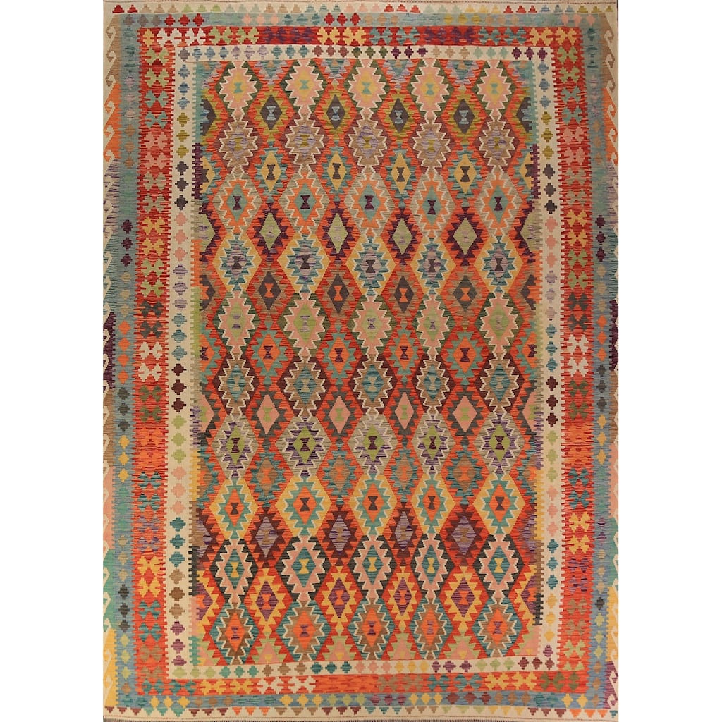 Kilim Oriental Rug Flatweave Reversible Multi-Color Wool Carpet - 10'2"x 13'4"
