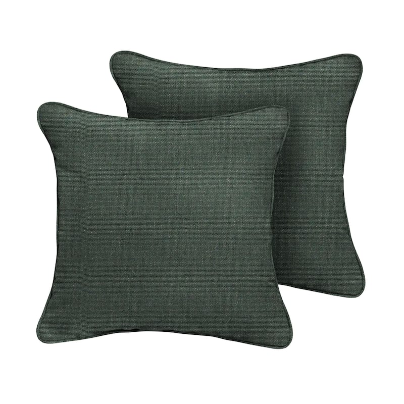 Sorra Home Sunbrella Outdoor Corded Pillow Set of 2 - Sunbrella - Cast Ivy - 20 in H x 20 in W x 6 in D