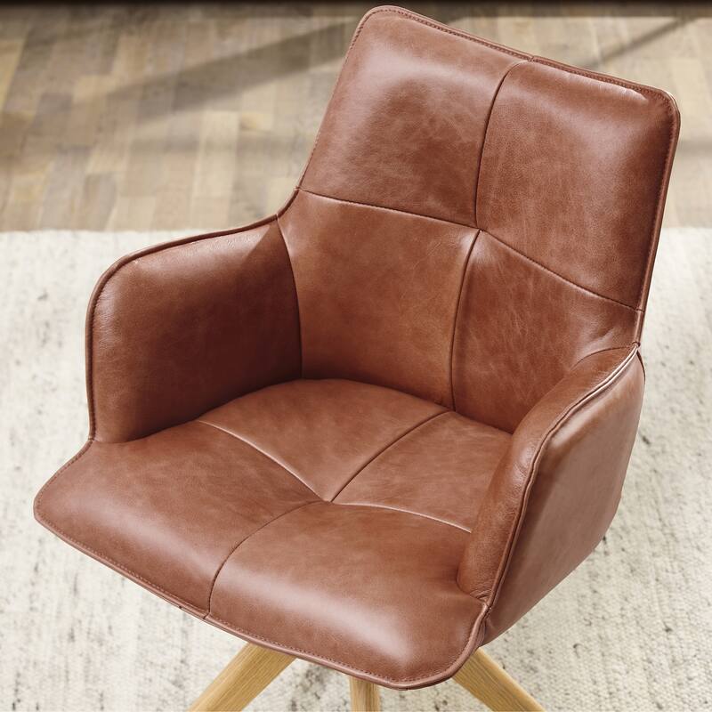 Art Leon Genuine Leather Home Office Swivel Chair