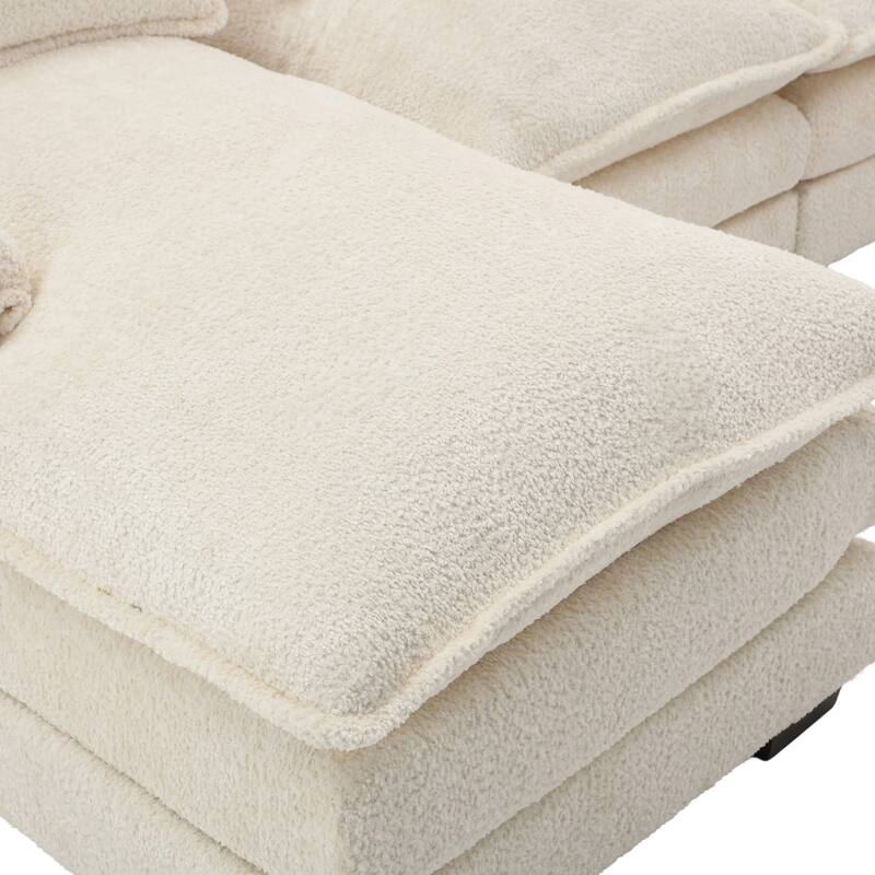 110.63'' Modern U-Shaped Chenille 4 Seater Sectional Sofa with Double Cushions, 2 Chaise and High-Density Foam