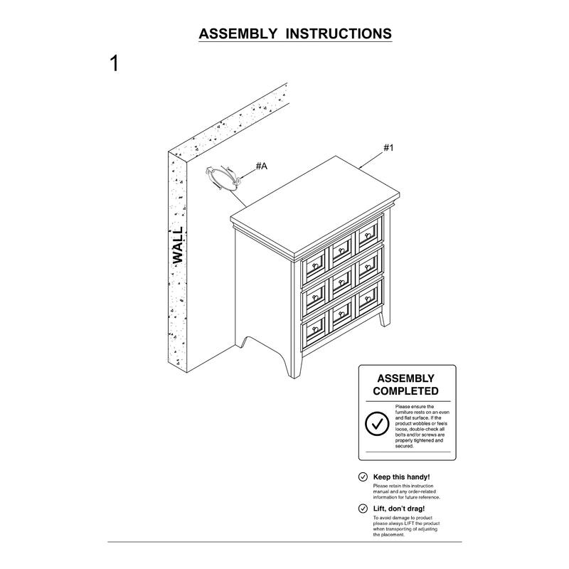 Transitional Gray Solid Wood 3-Drawer Nightstand w/ Round Knobs for Bedroom