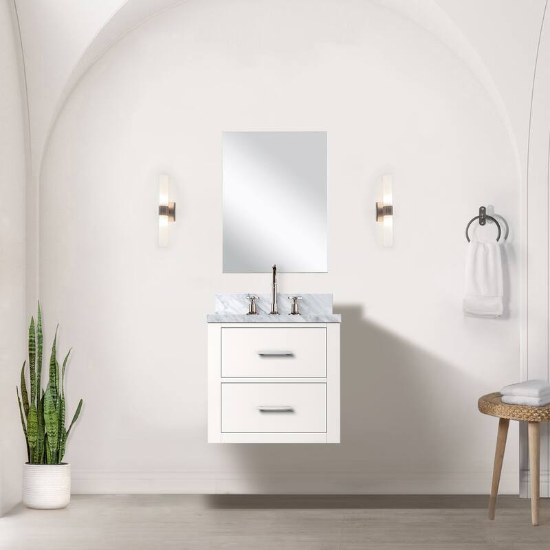 Castor Bath Vanity with Acrylic Top, Sink, Mirror and Faucet