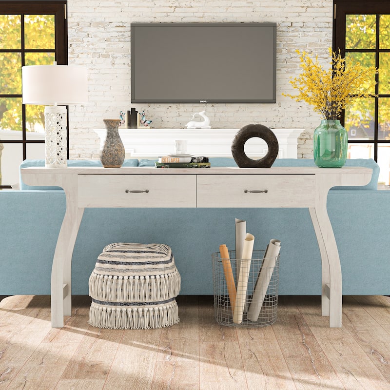 Jessica Contemporary White Oak 70-inch 2-Drawer Console Table by Furniture of America