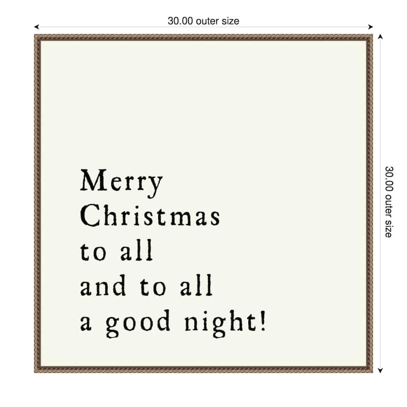 Merry Christmas To All by Amanti Art Portfolio Framed Canvas Wall Art Print - 30 x 30 in - Gold