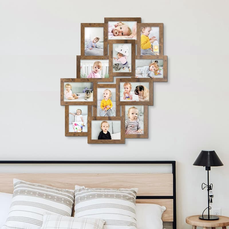 HELLO LAURA Modern Stylish 12-Opening Puzzle Photo Collage Wall Frame