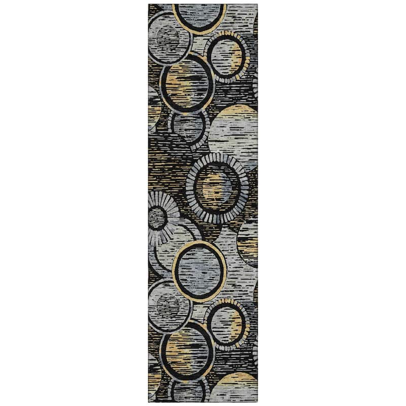 Machine Washable Indoor/Outdoor Contemporary Wheels Chantille Rug