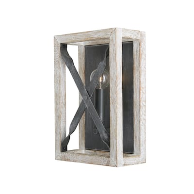 Remi 1-light Brushed White Wash & Nordic Iron Wall Sconce