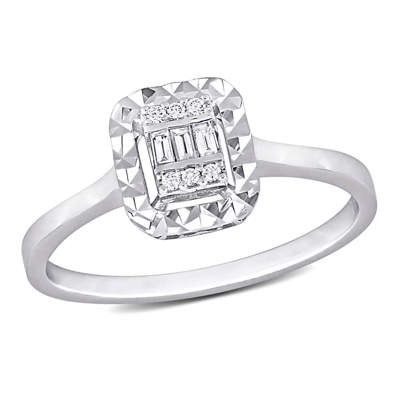 Miadora Parallel Baguette-Cut and Round-Cut Diamond Accent Ring in 14k White Gold
