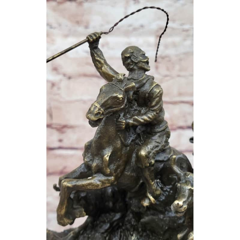 Cattle Drive Western Americana Bronze Cowboy Rancher Sculpture C.M. Russell Art