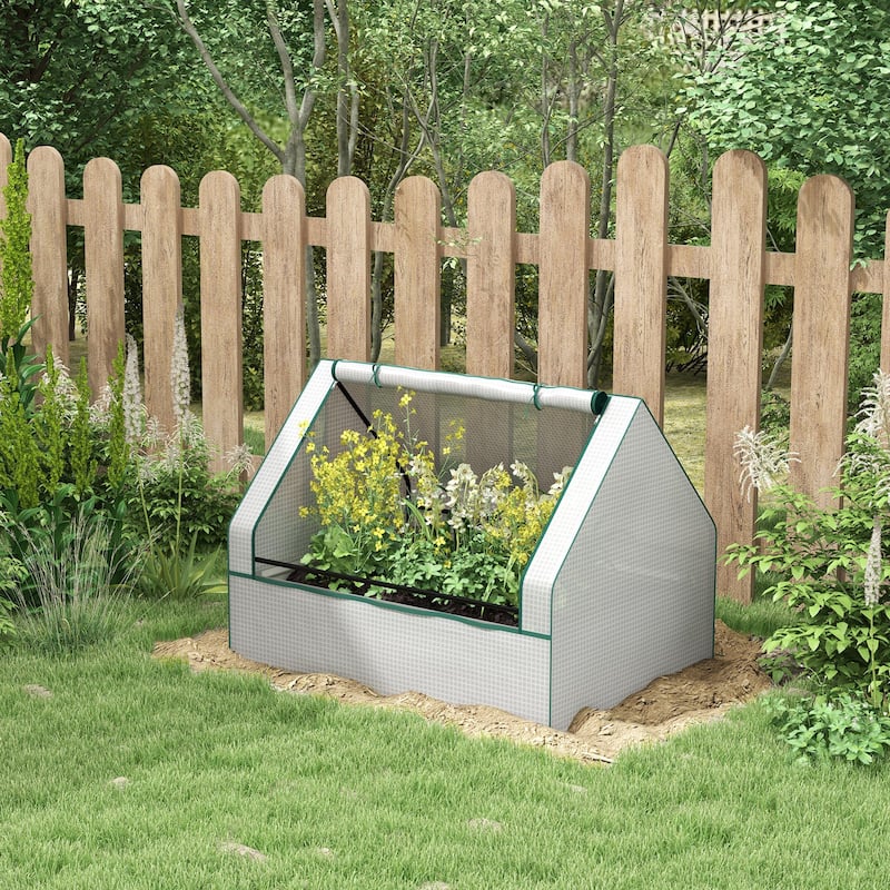 Galvanized Outdoor Planter Box Raised Garden Bed with Cover for Herbs and Vegetables