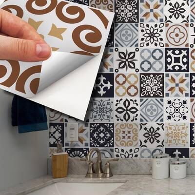 Walplus Vitorchiano Mediterranean 6" Peel and Stick Backsplash Tile Stickers 48pc