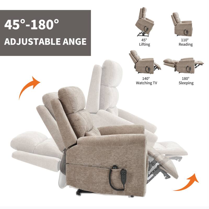 350 Lbs Leatherair Power Lift Recliner Chair,Heavy Duty Motion Mechanism With 8-Point Vibration Massage And Lumbar Heating