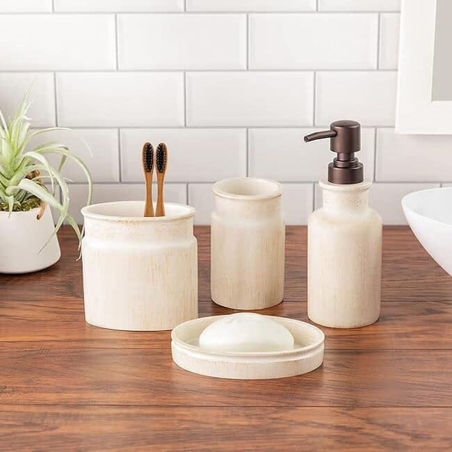 Creative Scents Rustic Luxe Beige Bathroom Soap Dispenser