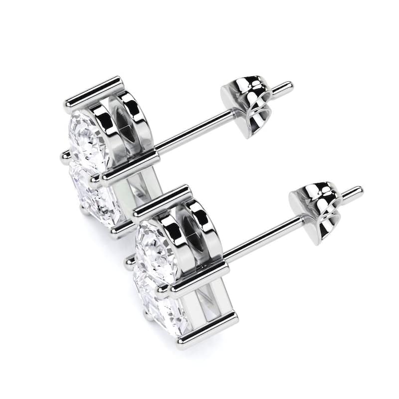 Auriya 14k Gold Pear-shaped and Emerald-cut Lab Grown Toi Et Moi Diamond Stud Earrings 2.55 ct. tw. Push-Back (F-G VS) - White