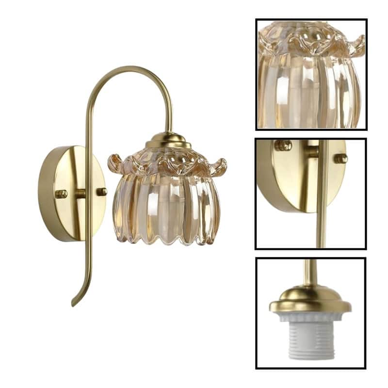 2 Pack light bulb tulip gold wall sconce polyester wall light