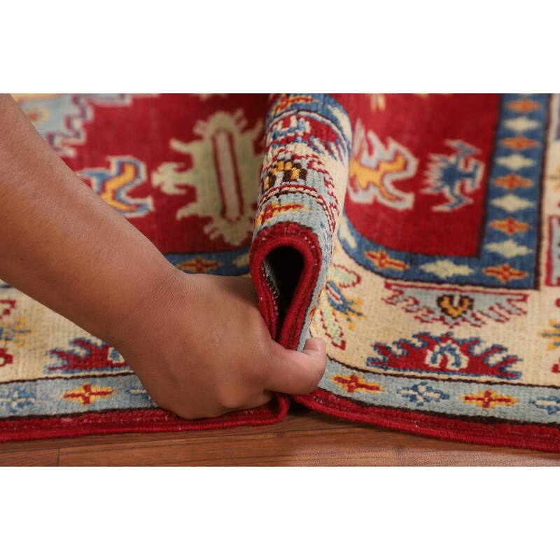 Traditional Red Kazak Accent Rug Hand-Knotted Wool Carpet - 3'5" x 5'1"