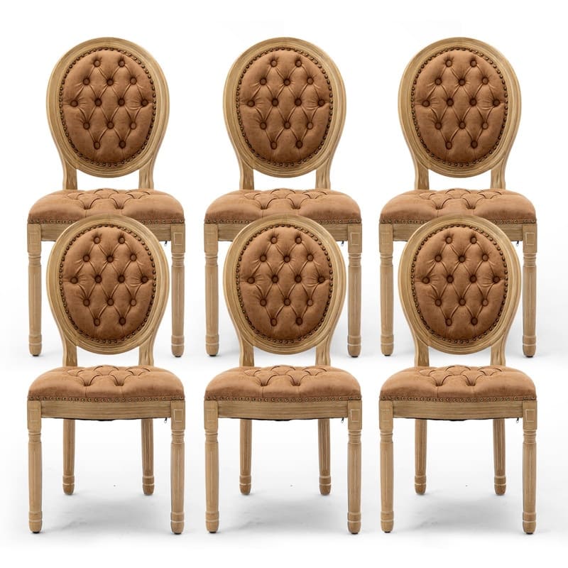 Upholstered French Style Nailhead Dining Chairs(Set of 6)