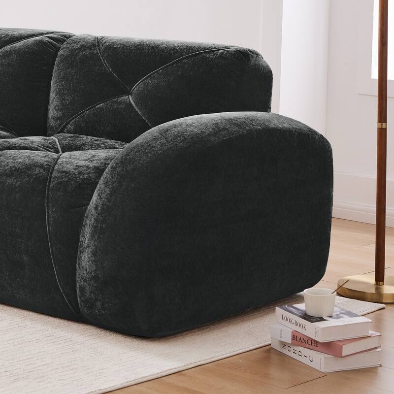 Roomfitters 2-Seater Tufted Velvet Sofa, No Assembly Boneless Cloud Couch with 32D High-Density Sponge