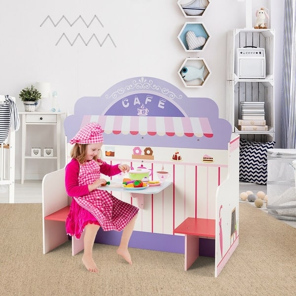 slide 2 of 4, 2 in 1 Kitchen and Cafe Pretend Cooking Playset - 36" x 19.5" x 36.5"