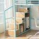 preview thumbnail 8 of 13, Full Loft Bed w/Desk & Storage - Heavy Metal Frame, 4 Cabinets, Staircase & Rack Space-Saver With USB & Outlet