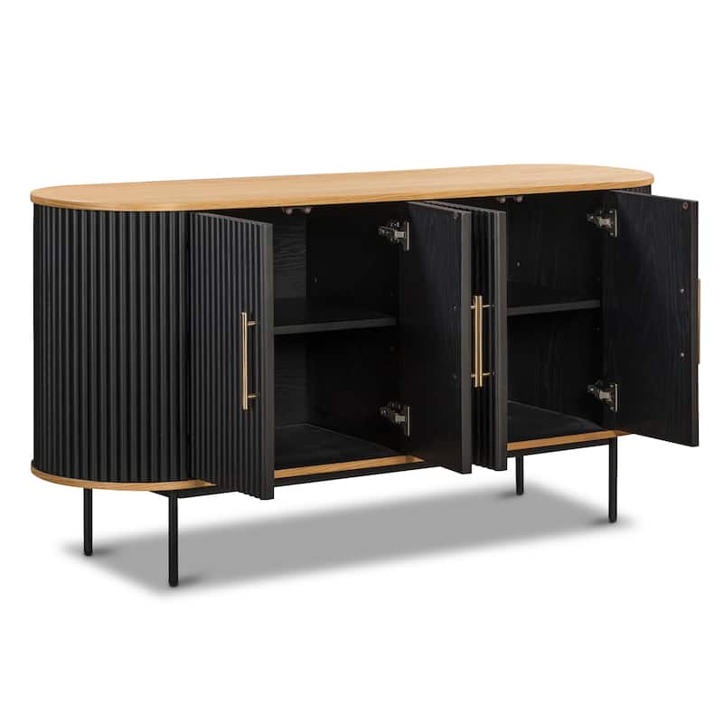 Poly & Bark Noir 65" Oak Sideboard - Includes Storage and Adjustable Shelving