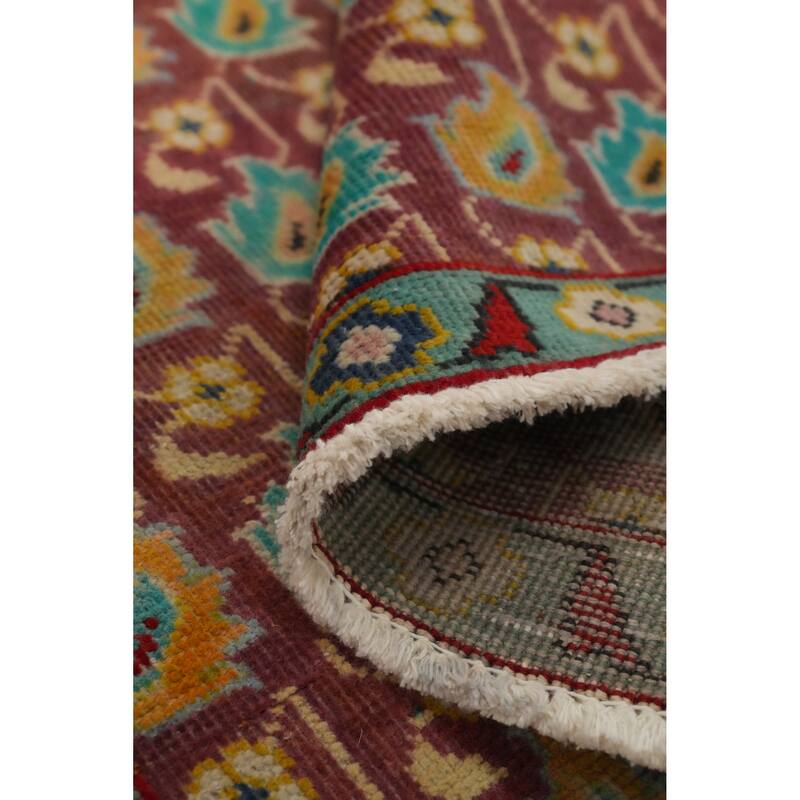 Hand Knotted Oriental 100% Wool Carpet Traditional All-Over Pink Tabriz Area Rug - 4' 5'' X 3' 0''