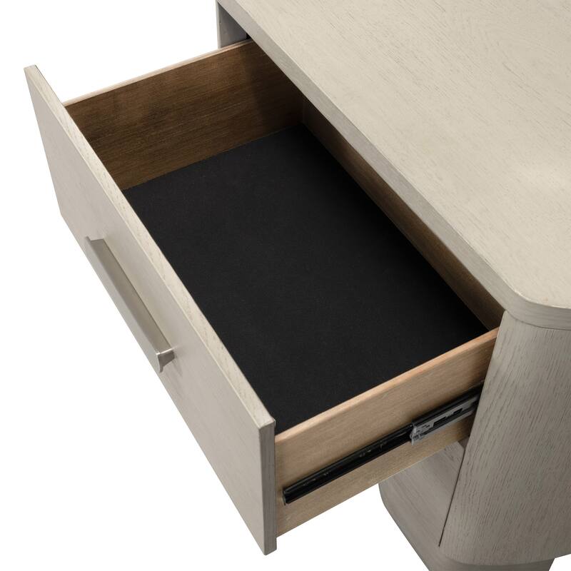 Furniture of America Weegin Modern White Oak Wood 2-Drawer Nightstand with USB Ports