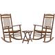 VEIKOUS Wood 3-piece Outdoor Rocking Chair and Folding Table Set