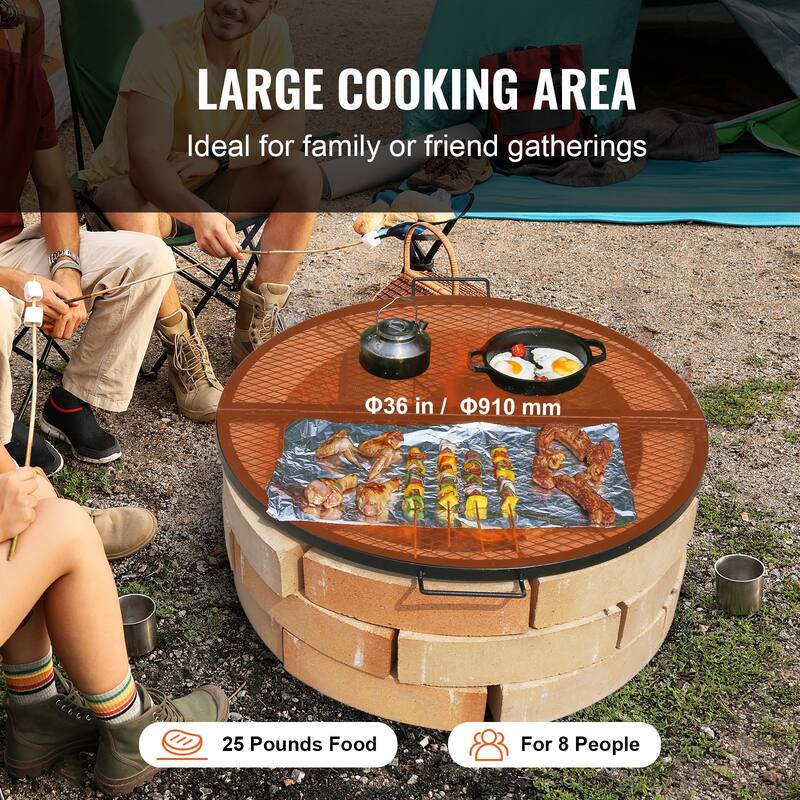 Anmytek Fire Pit Grill Grate Foldable Round Cooking Grate