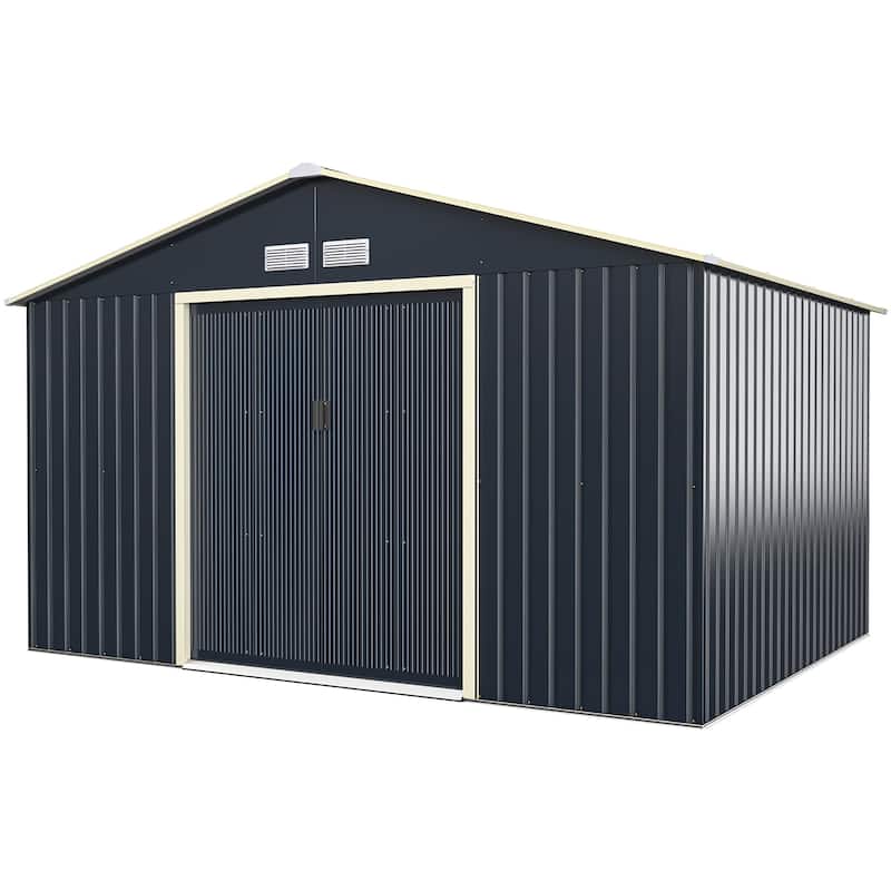 Costway Metal Storage Shed for Garden and Tools w/Sliding Double