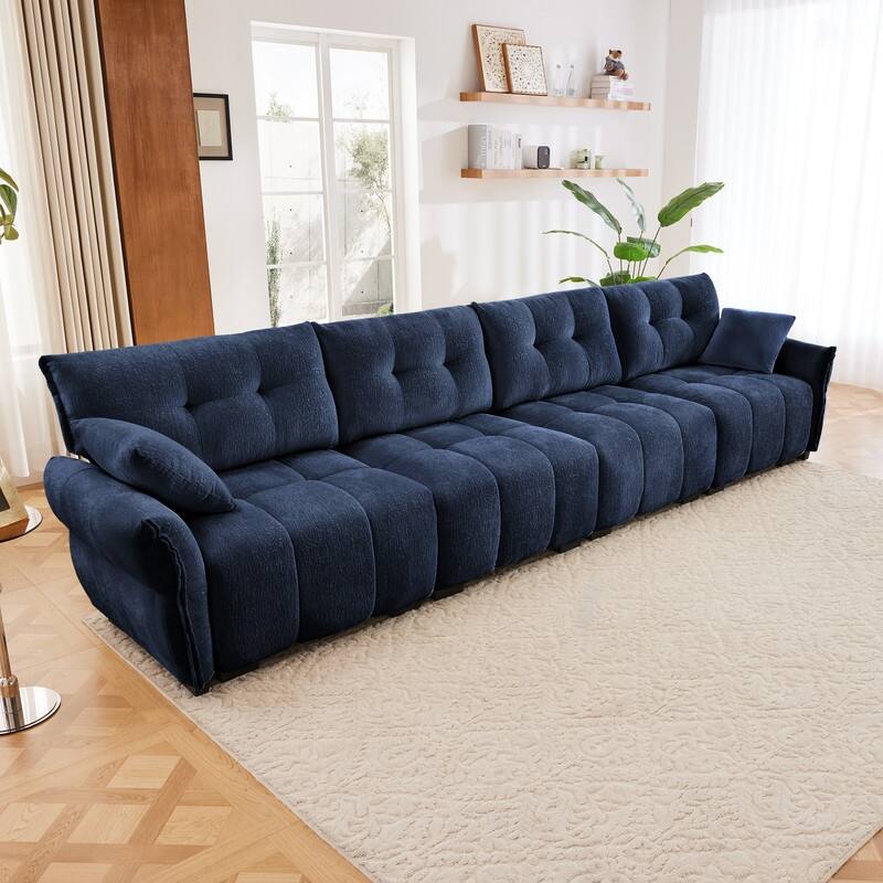 141.7" Chenille 4 Seater Upholstered Sofa