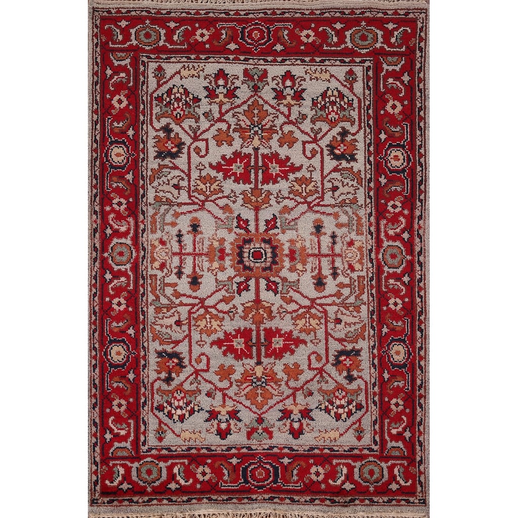 Heriz Serapi Oriental Accent Rug Handmade Wool Carpet - 4'0" X 5'11"