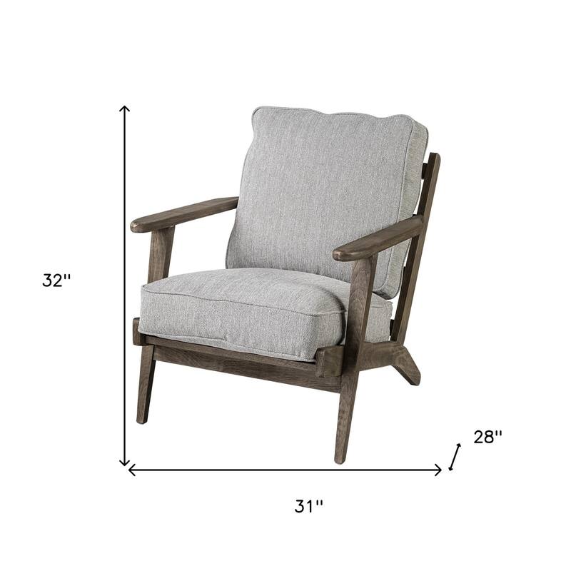 HomeRoots 31" Light Gray and Brown Fabric Lounge Chair - 31' X '32' X '28