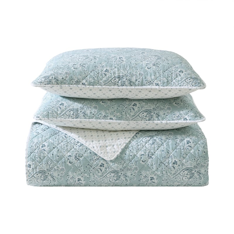 Wrangler Prairieland Paisley Cotton Reversible Blue Quilt Set