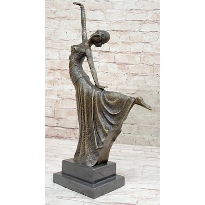 Chiparus Exotic Dancer Bronze Satue Sculpture Marble Base Figurine Hotcast Decor