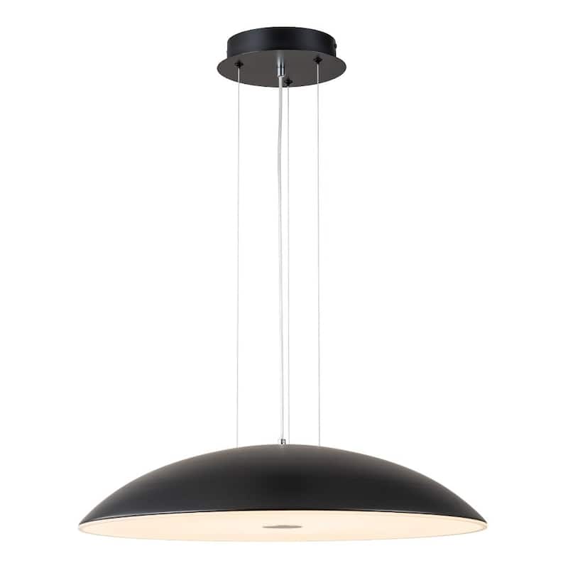 Modern Dimmable LED Flat Grand Dome Pendant - Black